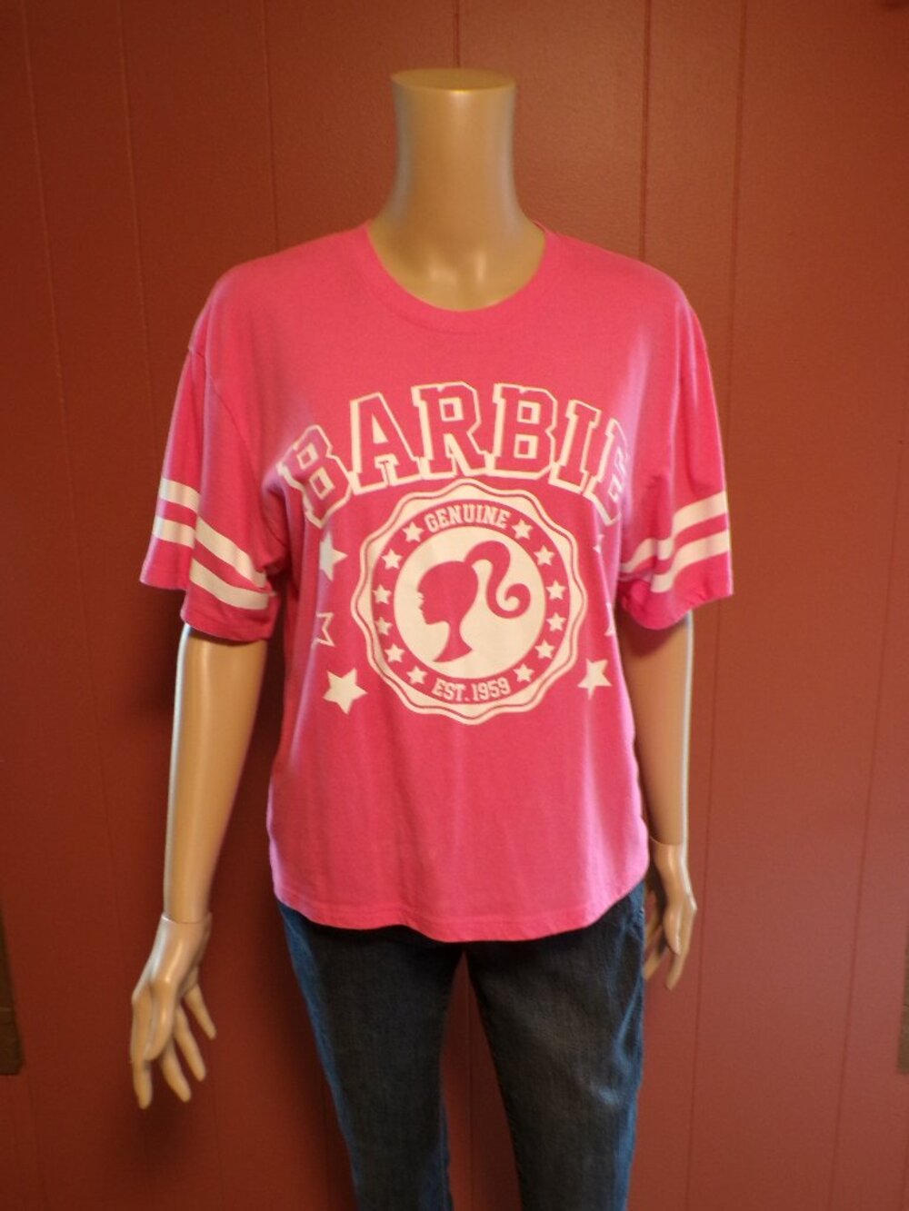 Barbie Woman's Pink Tee Shirt Graphics - Barbie Genuine Est. 1959 Size XS 0-2